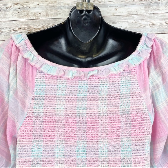 LOVESHACKFANCY Molly Top Pink Pastel Plaid Smocked - Picture 9 of 13